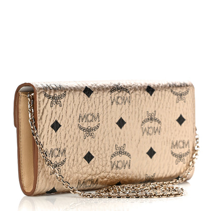 MCM Metallic Visetos Patricia Wallet On Chain Gold 3 of 10
