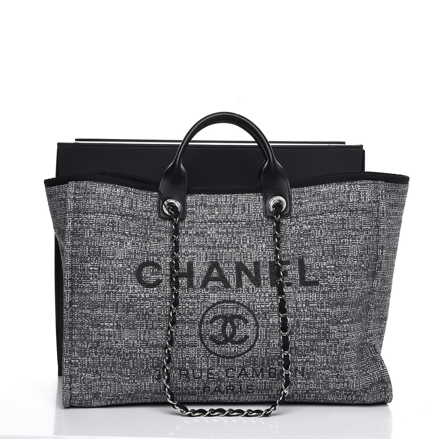 Chanel Canvas Large Deauville Tote Charcoal 8 of 8
