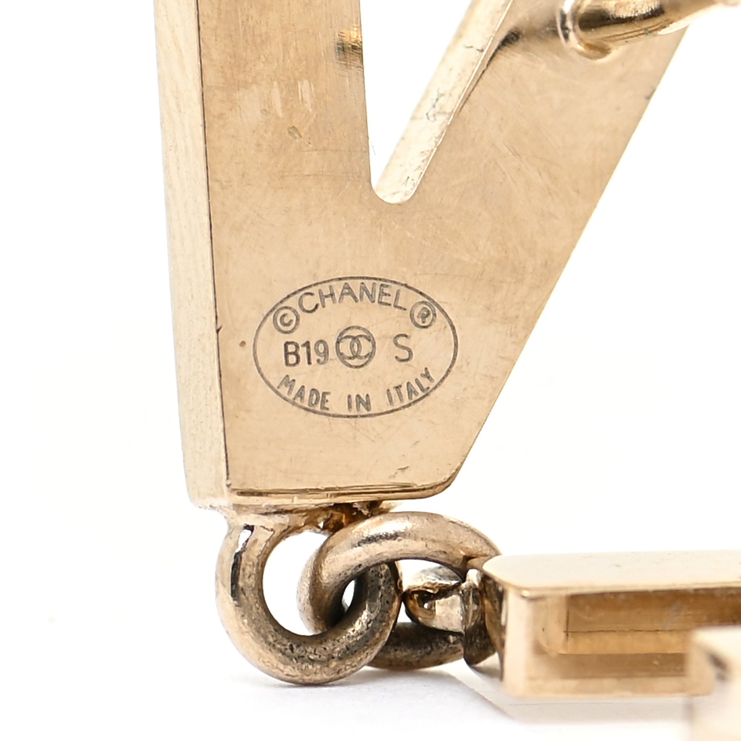 Metal Cha-Nel Logo Drop Earrings Gold