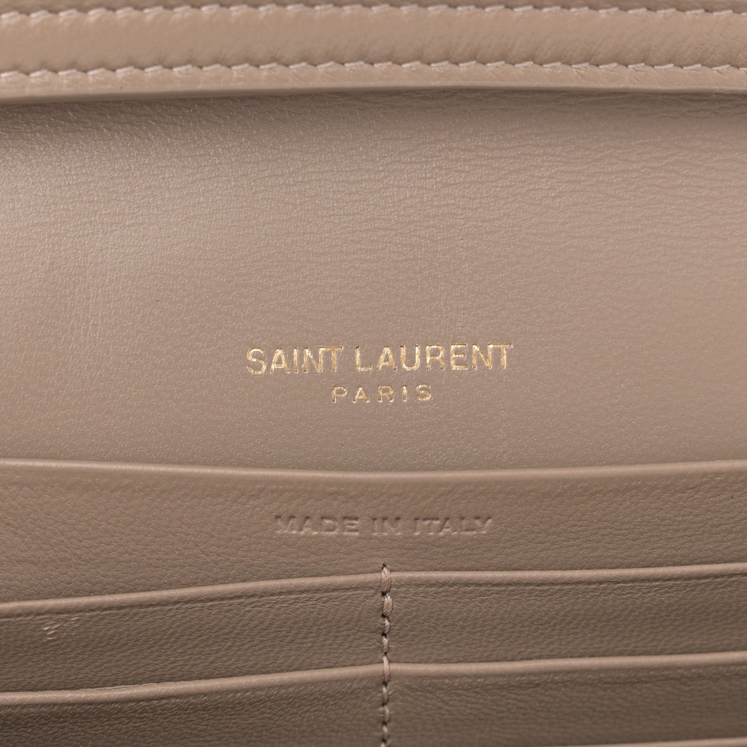 Saint Laurent Lambskin Matelasse Chevron Monogram Chain Wallet Dusty Grey 6 of 13