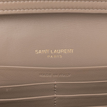 Saint Laurent Lambskin Matelasse Chevron Monogram Chain Wallet Dusty Grey 6 of 13