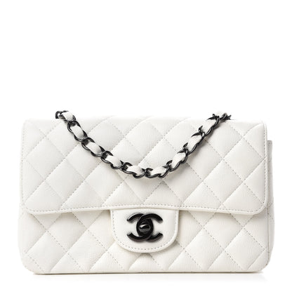 Chanel Crumpled Calfskin Quilted Mini Rectangular Flap White 1 of 11