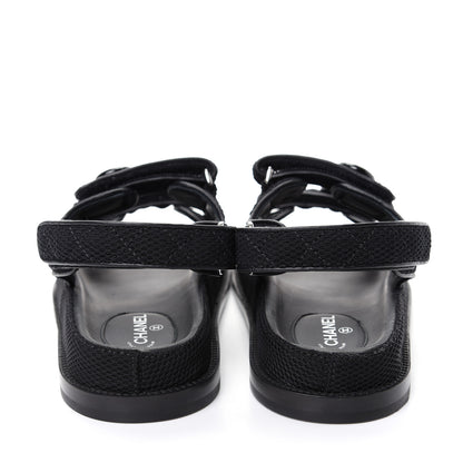 Chanel Fabric Velcro Dad Sandals 40 Black 7 of 11