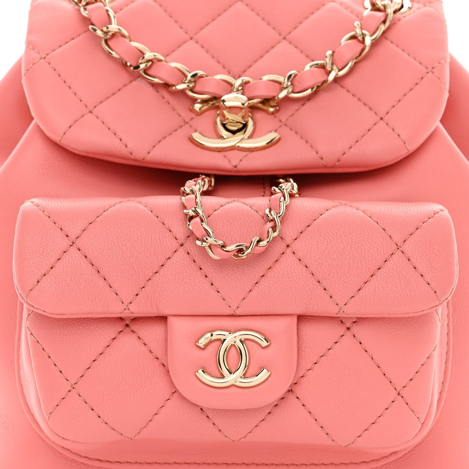 Chanel Lambskin Quilted Small Duma Drawstring Backpack Pink 8 of 10