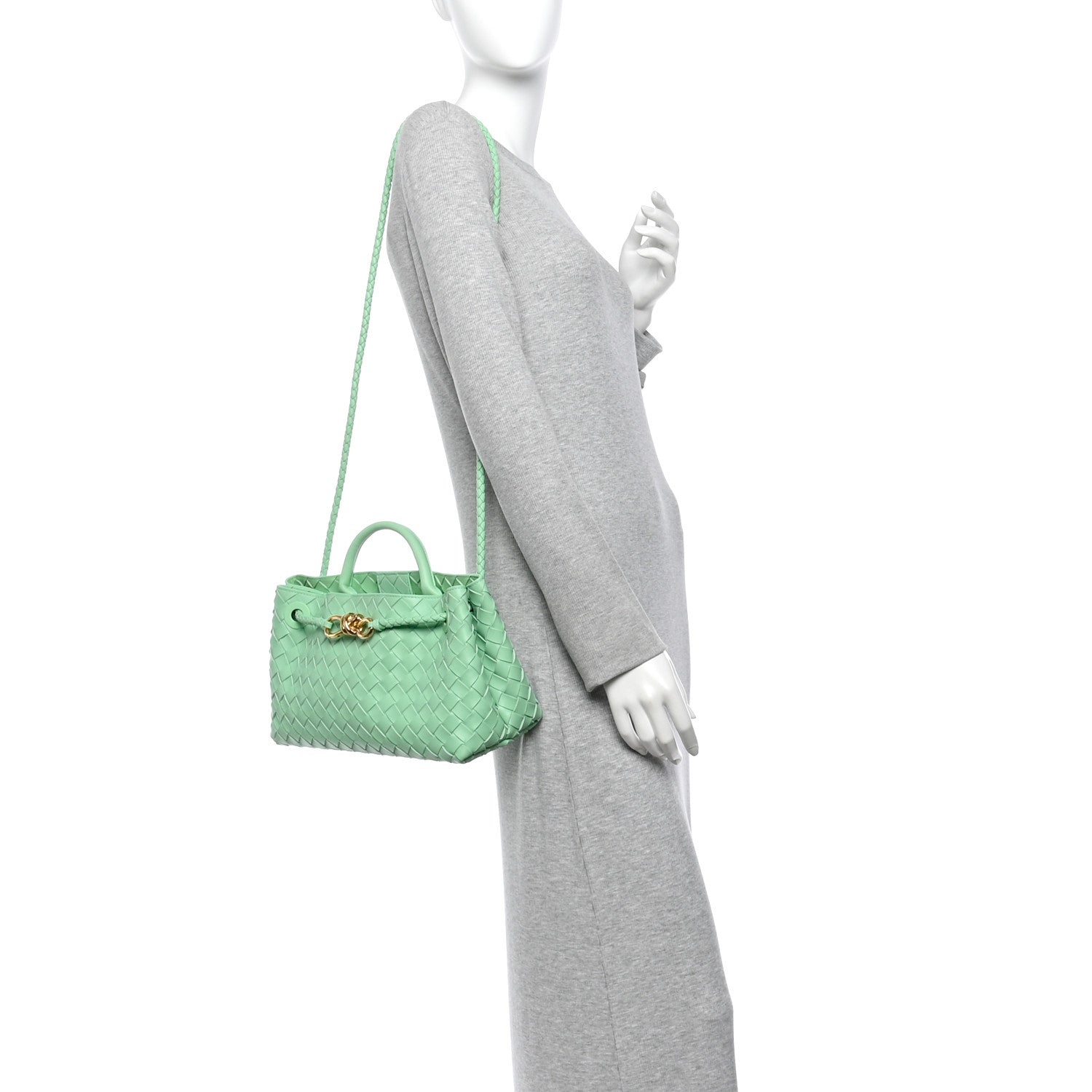 Bottega Veneta Nappa Intrecciato Small East West Andiamo Shoulder Bag Siren 2 of 9