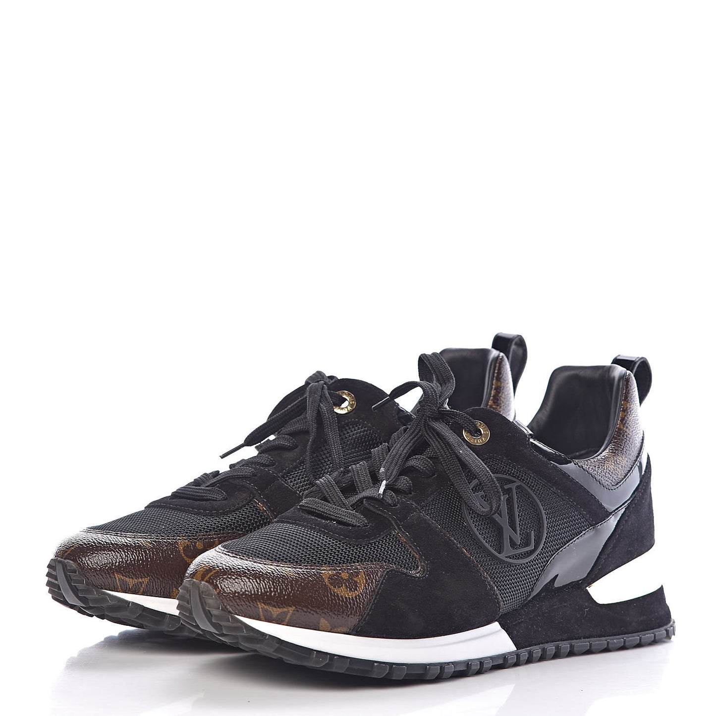Suede Monogram Run Away Sneakers 39 Black