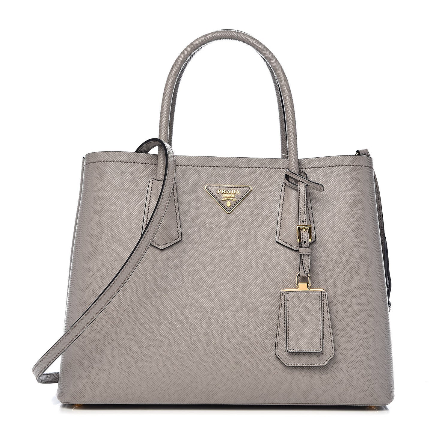 Saffiano Cuir Medium Double Bag Argilla