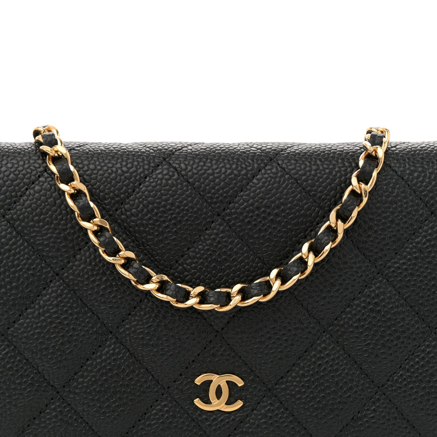 Caviar Quilted Wallet On Chain WOC Black
