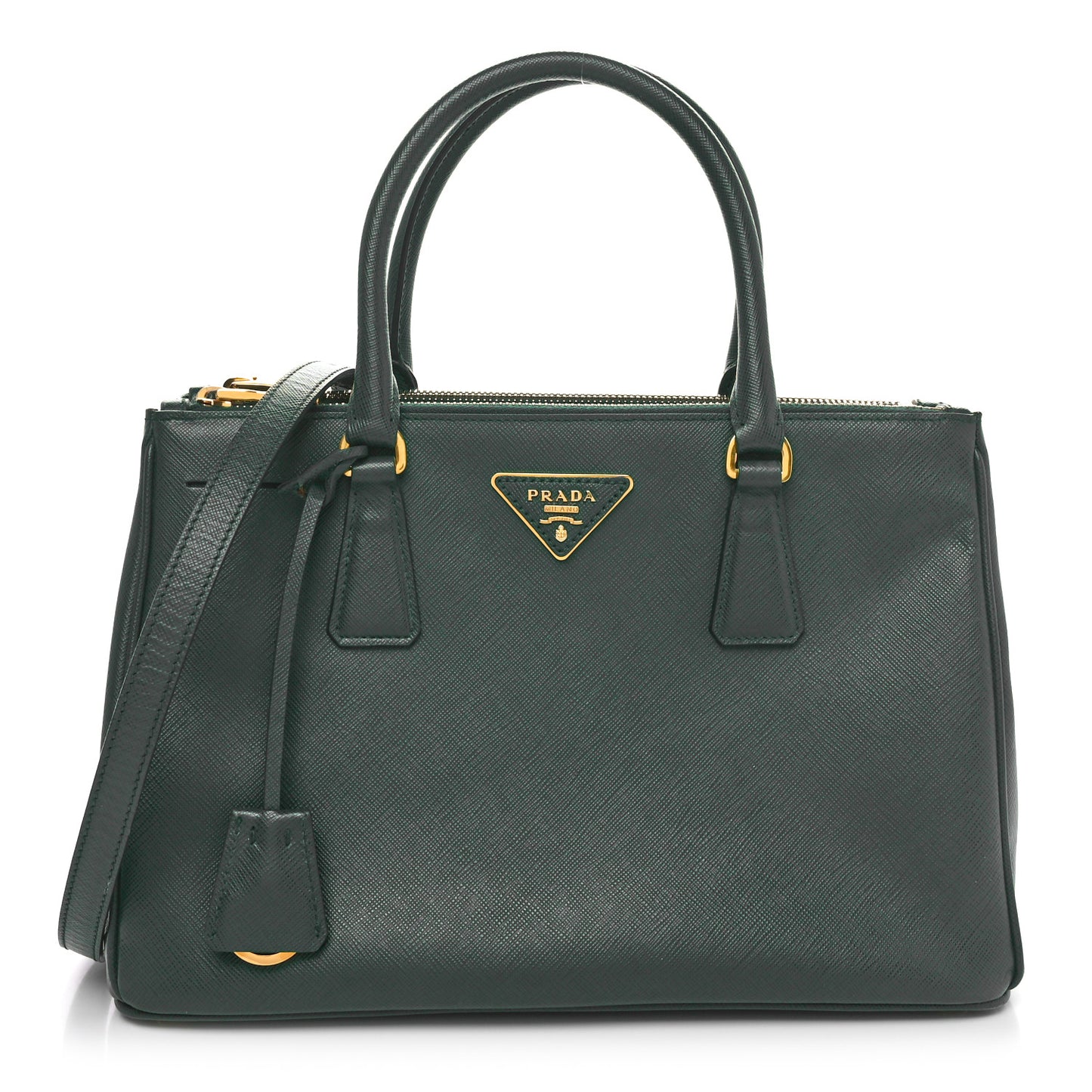 Saffiano Lux Small Galleria Double Zip Tote Biliardo