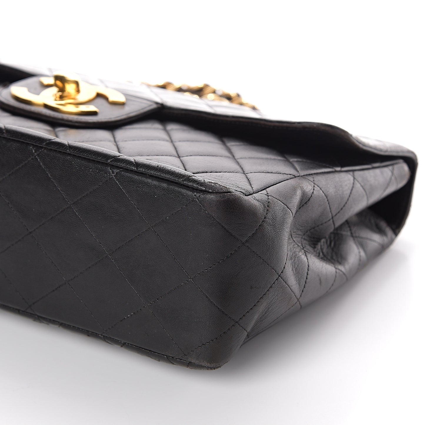 Lambskin Quilted Jumbo Single Flap Black