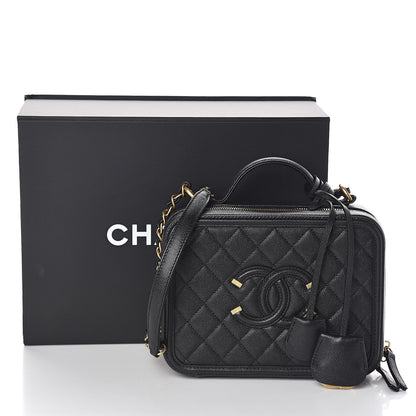 Chanel Caviar Quilted Medium CC Filigree Vanity Case Black 11 of 11
