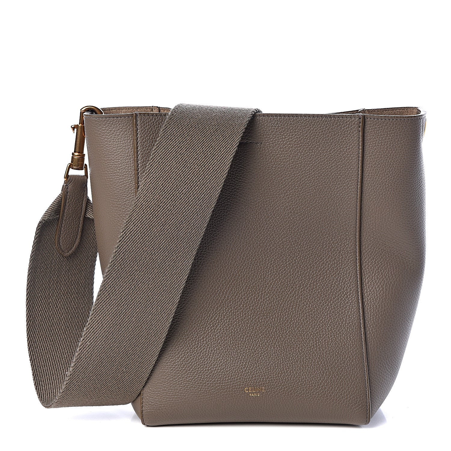 Celine Grained Calfskin Small Sangle Bucket Bag Taupe 1 of 8