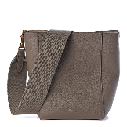 Celine Grained Calfskin Small Sangle Bucket Bag Taupe 1 of 8