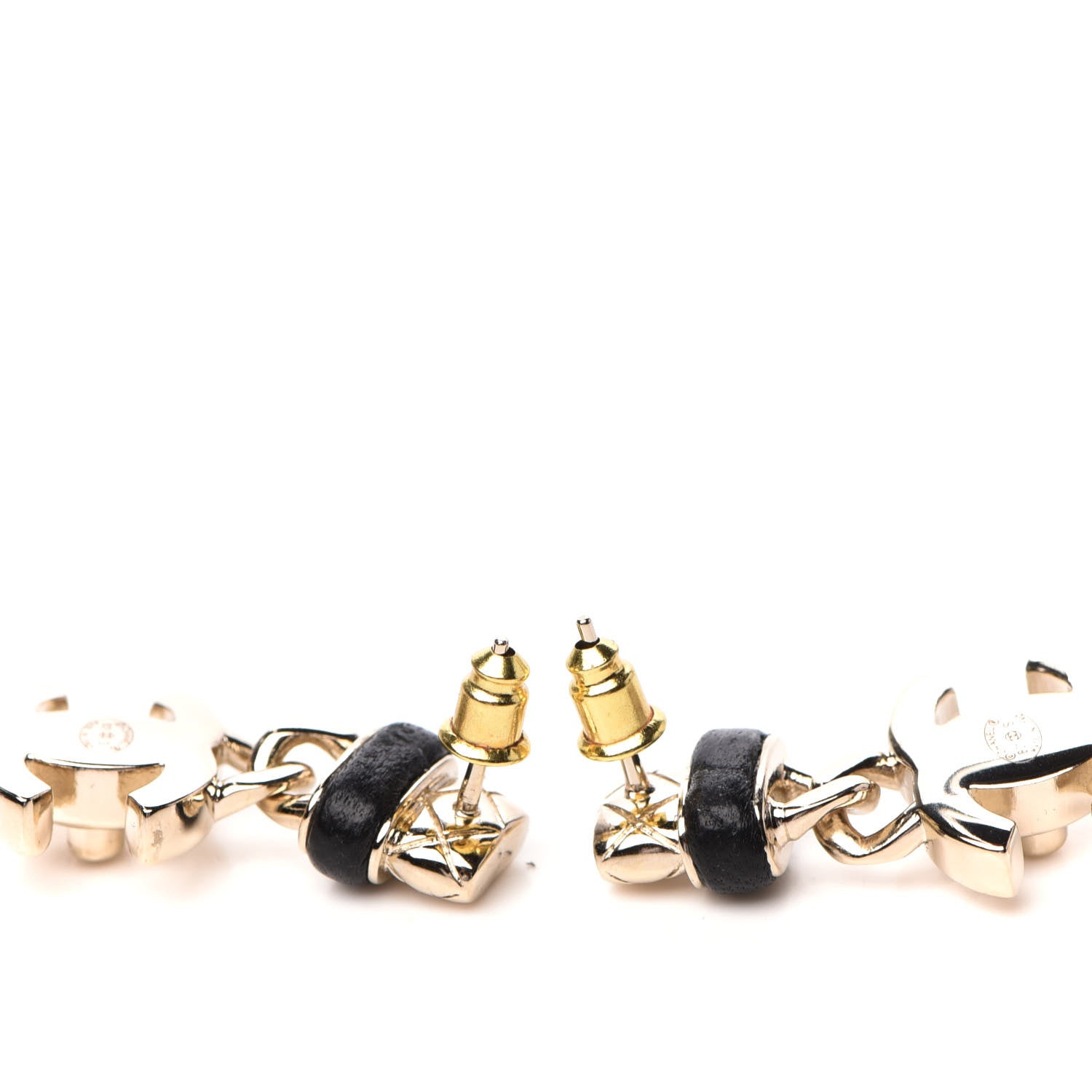 Chanel Lambskin CC Turnlock Drop Earrings Gold Black 3 of 5
