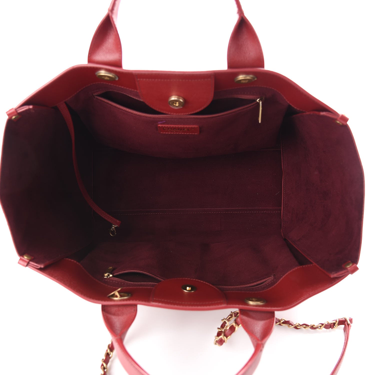 Chanel Caviar Medium Studded Deauville Tote Red 5 of 12