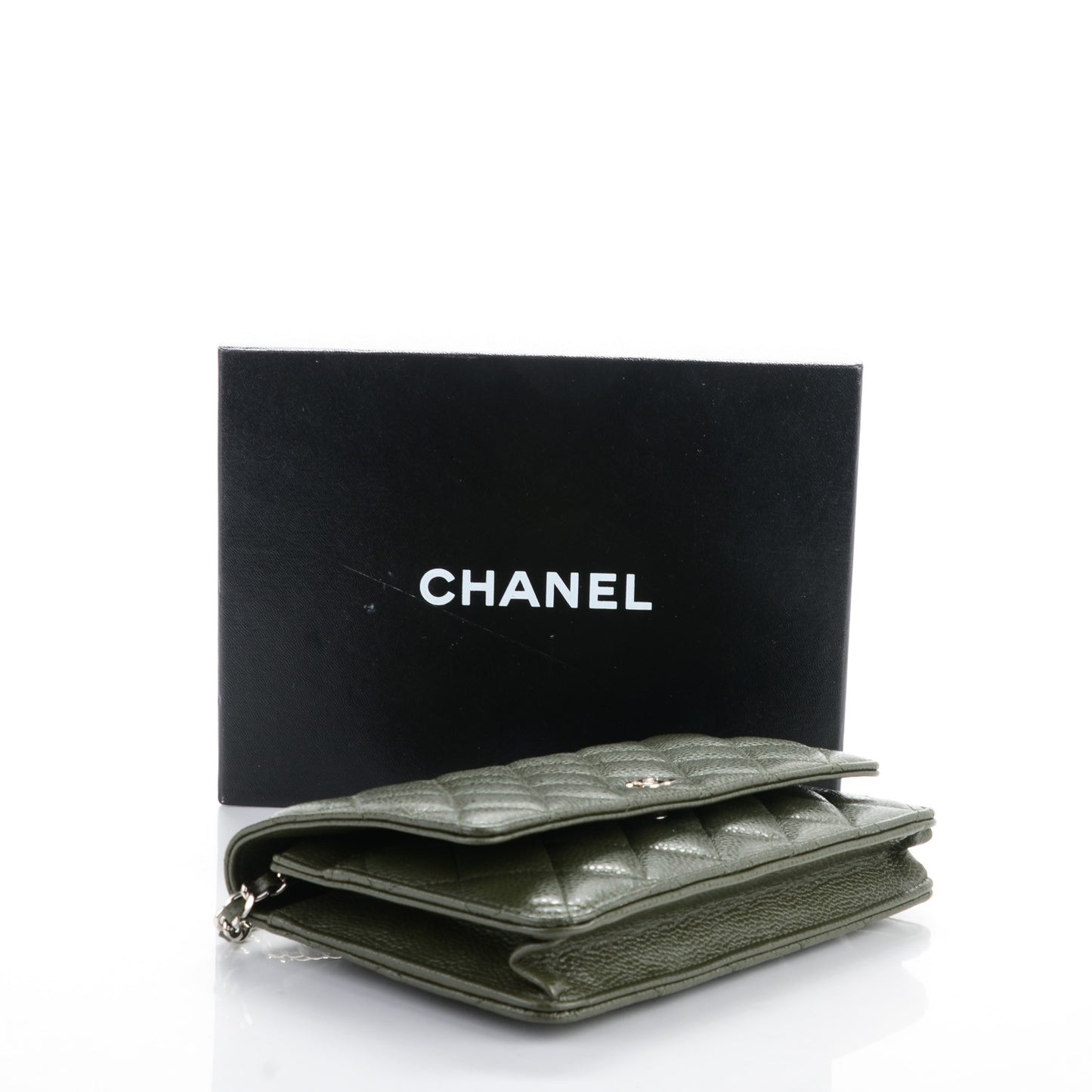 Caviar Quilted Wallet On Chain WOC Dark Green