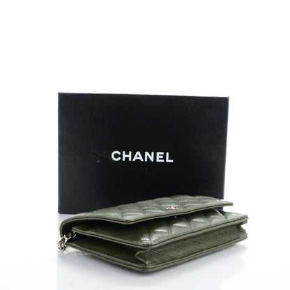 Chanel Caviar Quilted Wallet On Chain WOC Dark Green 4 of 8