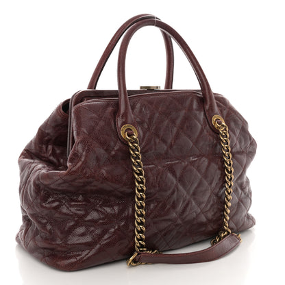 Chanel Glazed Caviar Quilted Small Shiva Tote Burgundy 3 of 11