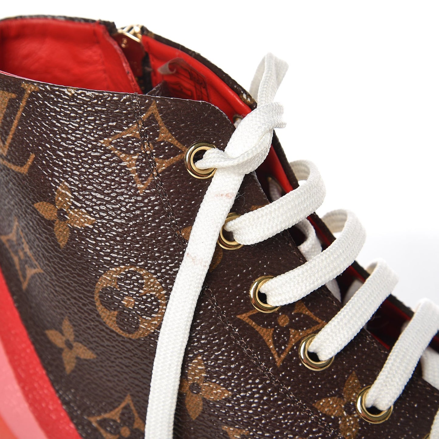 Calfskin Patent Monogram Stellar Sneaker Boots 36 Rouge