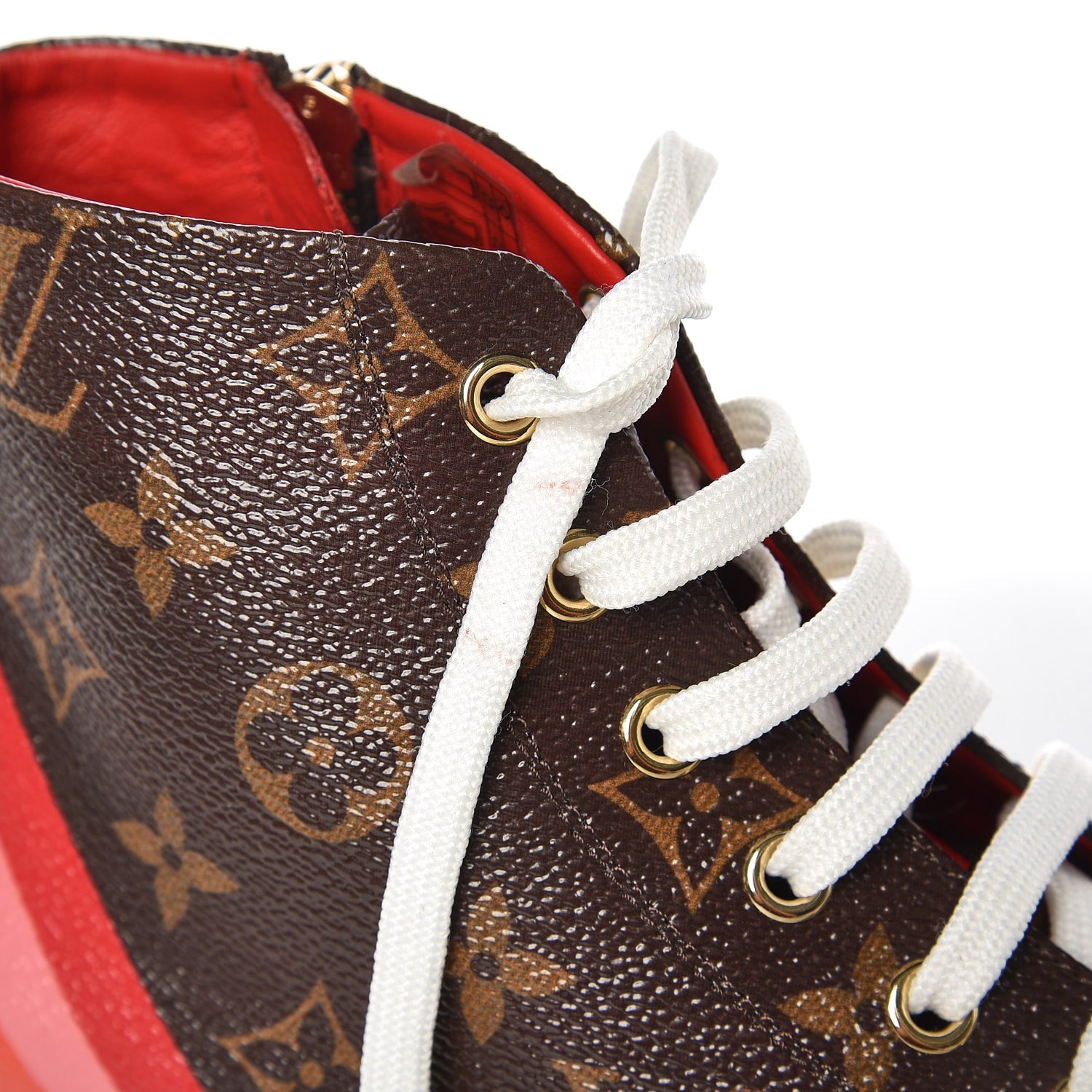 Louis Vuitton Calfskin Patent Monogram Stellar Sneaker Boots 36 Rouge 8 of 11