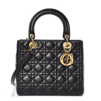 Christian Dior Lambskin Cannage Medium Lady Dior Black 1 of 17