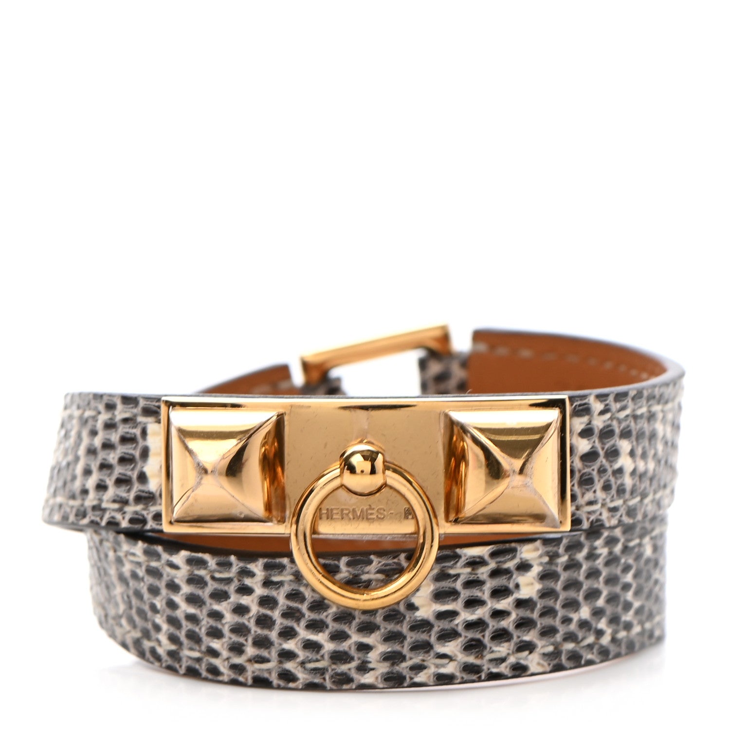Hermes Lizard Rivale Double Tour Bracelet T2 Ombre 1 of 9