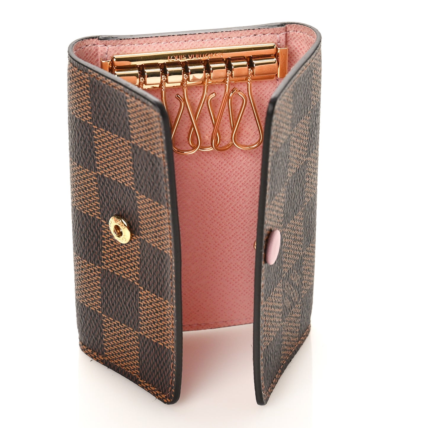 Damier Ebene Multicles 6 Key Holder Rose Ballerine