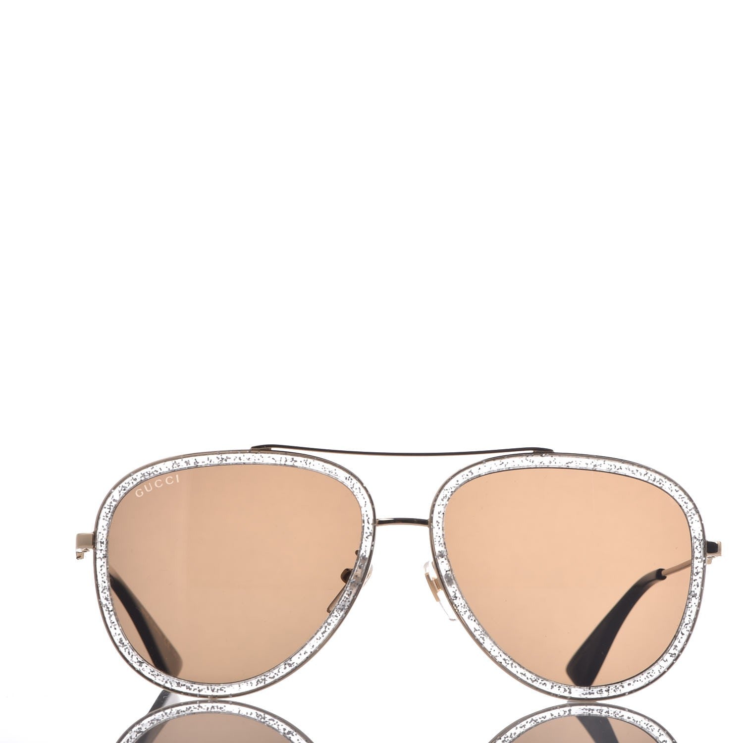 Gucci Glitter Aviator Sunglasses GG0062S Silver 3 of 8