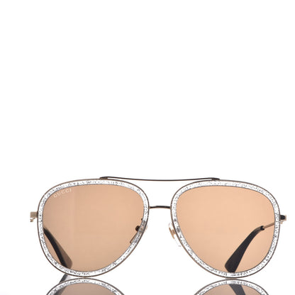 Gucci Glitter Aviator Sunglasses GG0062S Silver 3 of 8