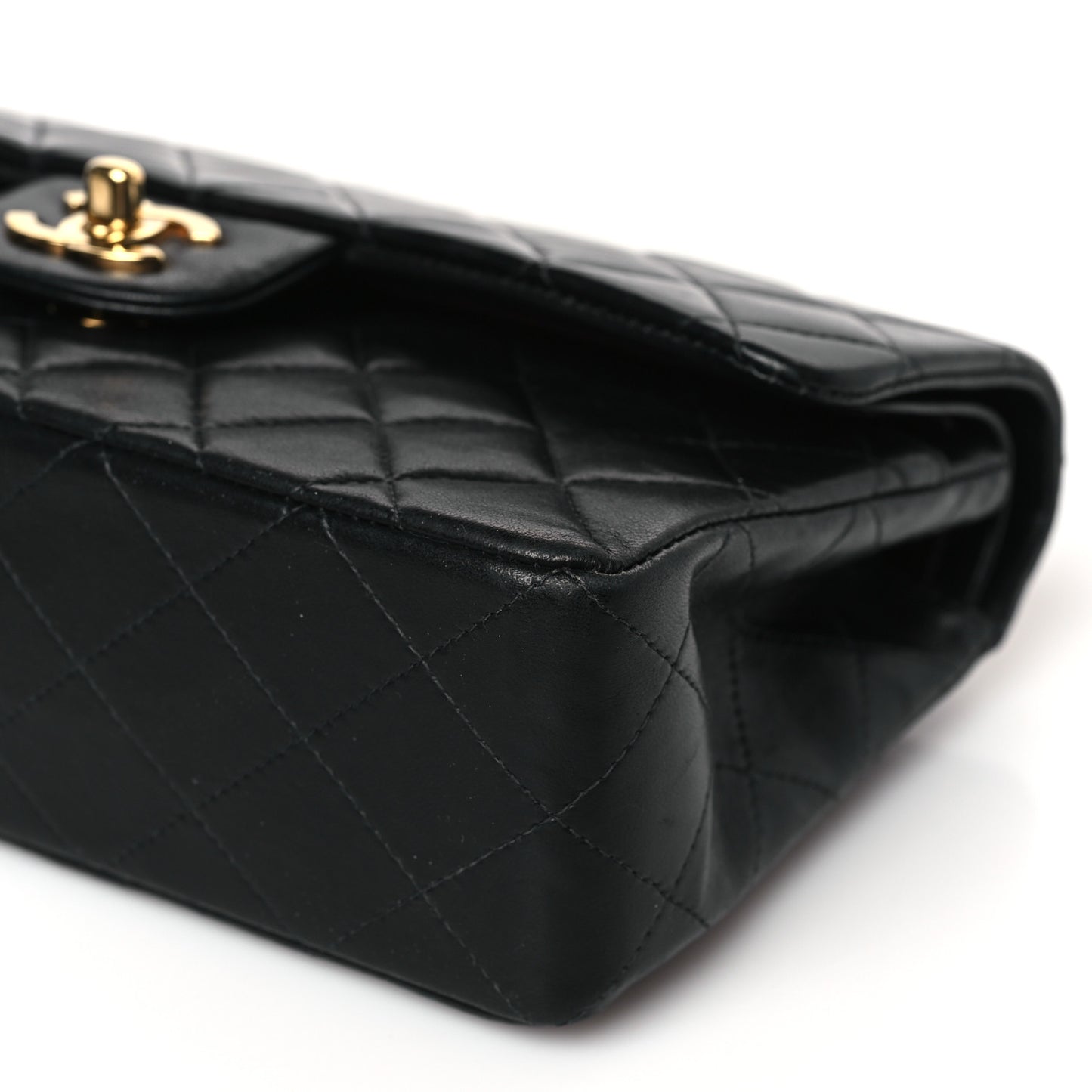 Lambskin Quilted Small Double Flap Black