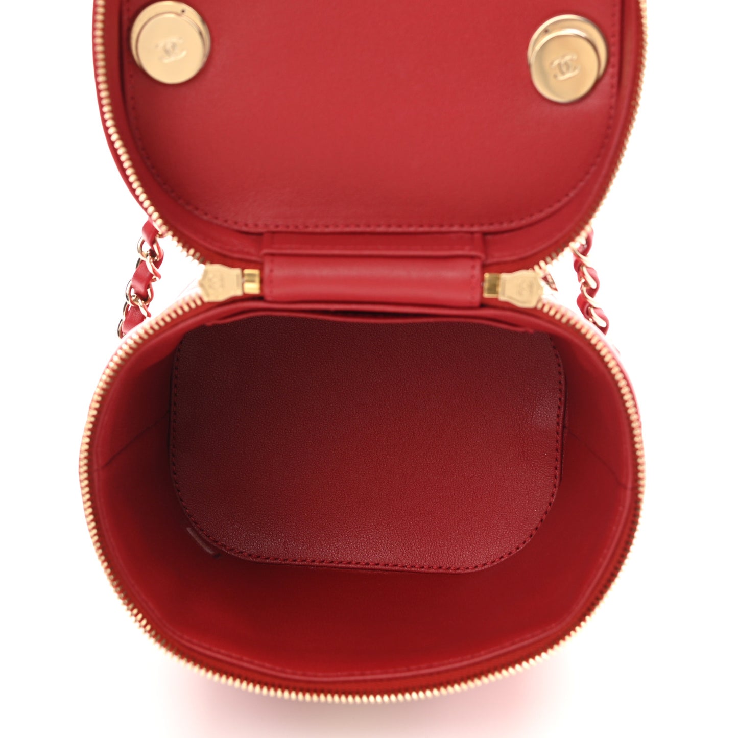 Lambskin Quilted Trendy Vanity Case Red