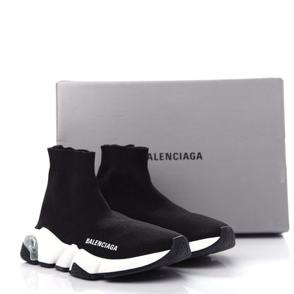 Balenciaga Neoprene Knit Womens Speed Clear Sole Sneakers 36 Black White 11 of 11