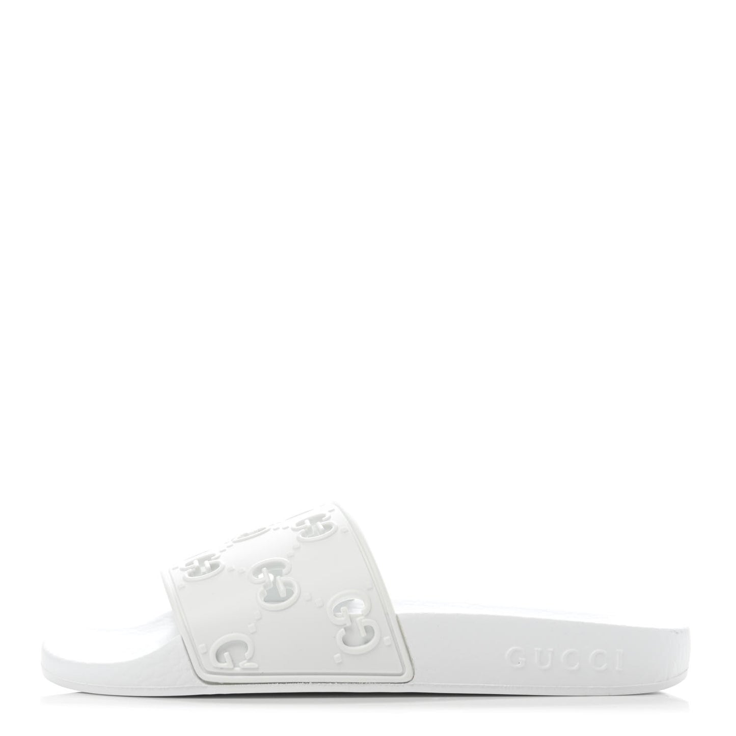 Rubber GG Monogram Perforated Womens Slide Sandals 35 Great White