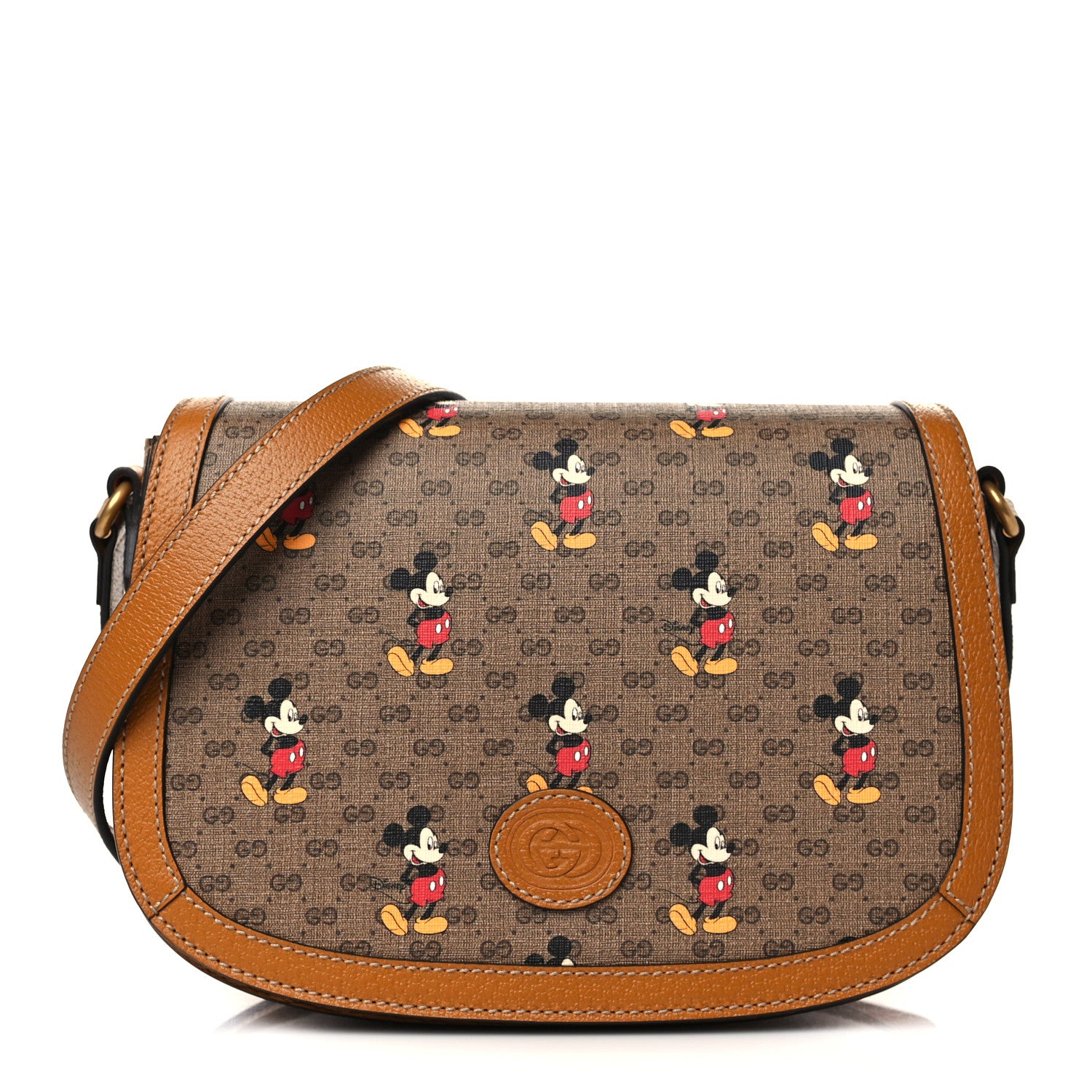 Gucci X DISNEY Mini Vintage GG Supreme Monogram Mickey Mouse Small Flap Messenger Bag Beige Vintage Sun Oil 1 of 6