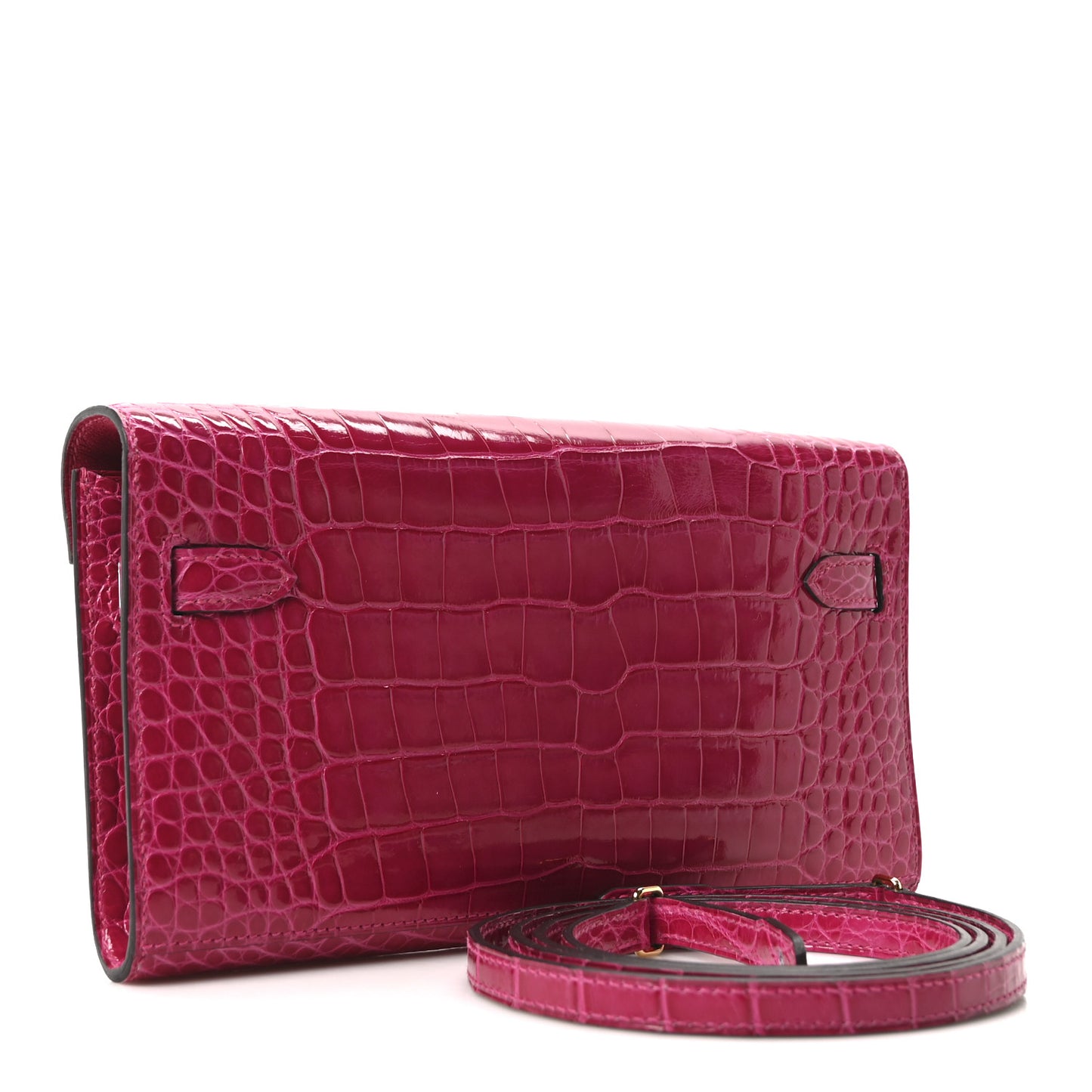 Shiny Alligator Kelly Wallet To Go Rose Scheherazade