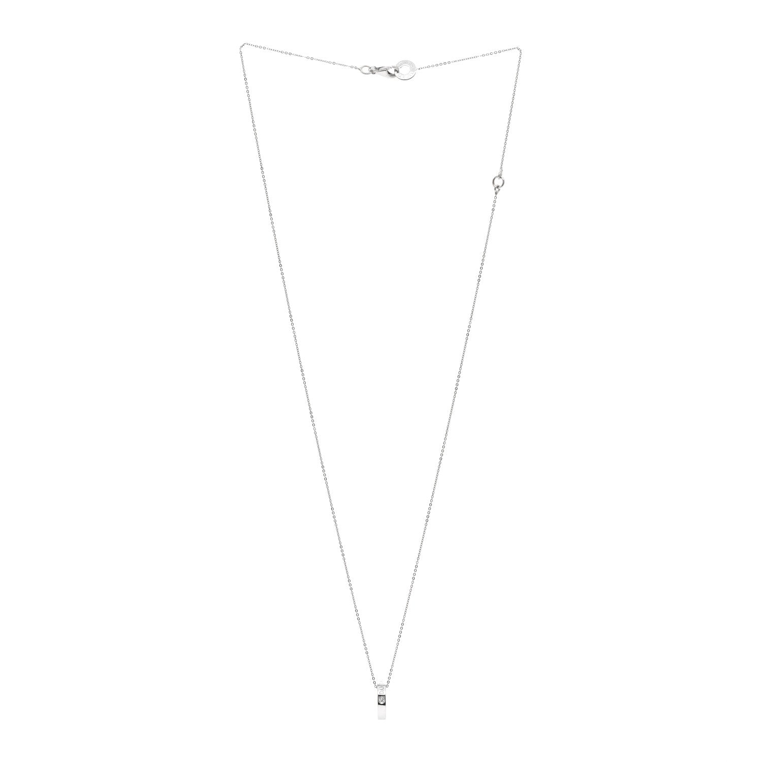 Damiani 18K White Gold Diamond D Side Pendant Necklace 3 of 4