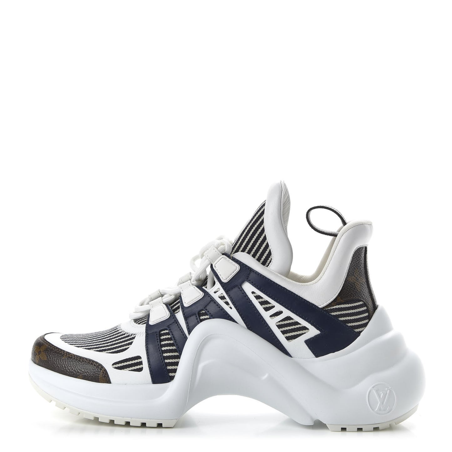 Patent Monogram Stripe LV Archlight Sneakers 39 White Blue