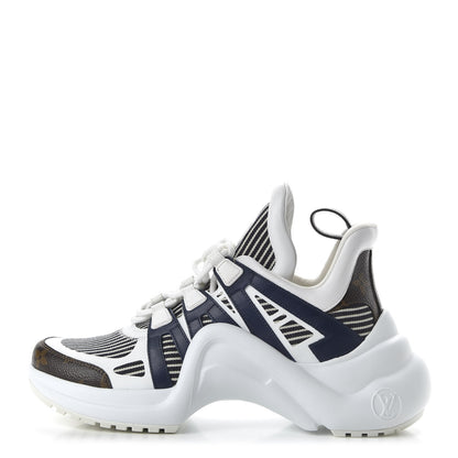 Louis Vuitton Patent Monogram Stripe LV Archlight Sneakers 39 White Blue 1 of 8