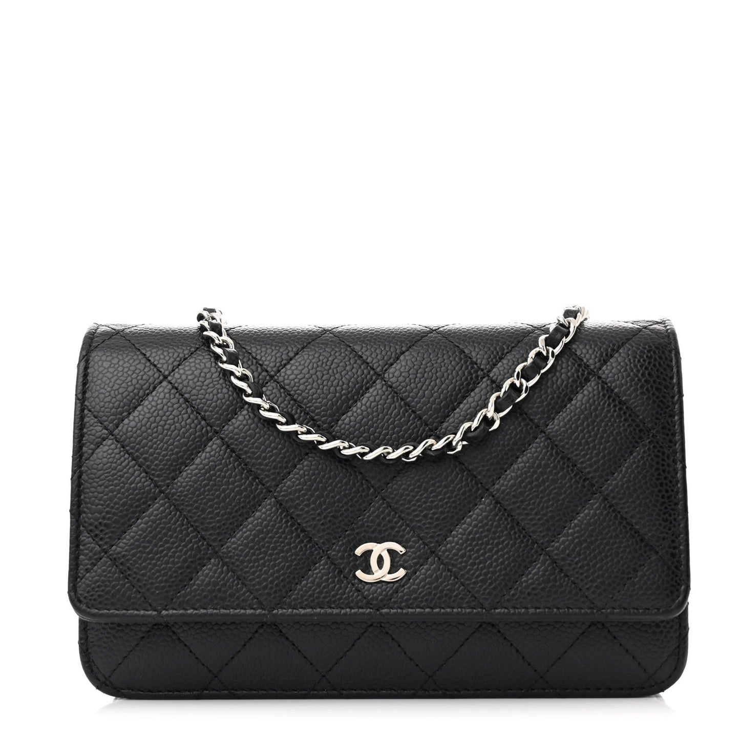 Caviar Quilted Wallet on Chain WOC Black