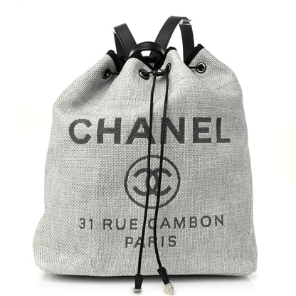 Chanel Woven Straw Raffia Large Deauville Backpack Grey Black 1 of 11