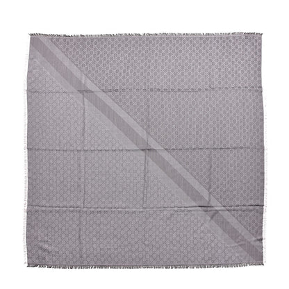 Gucci Wool Silk Monogram GGWeb Fringe Shawl Pearl Medium Grey 1 of 4
