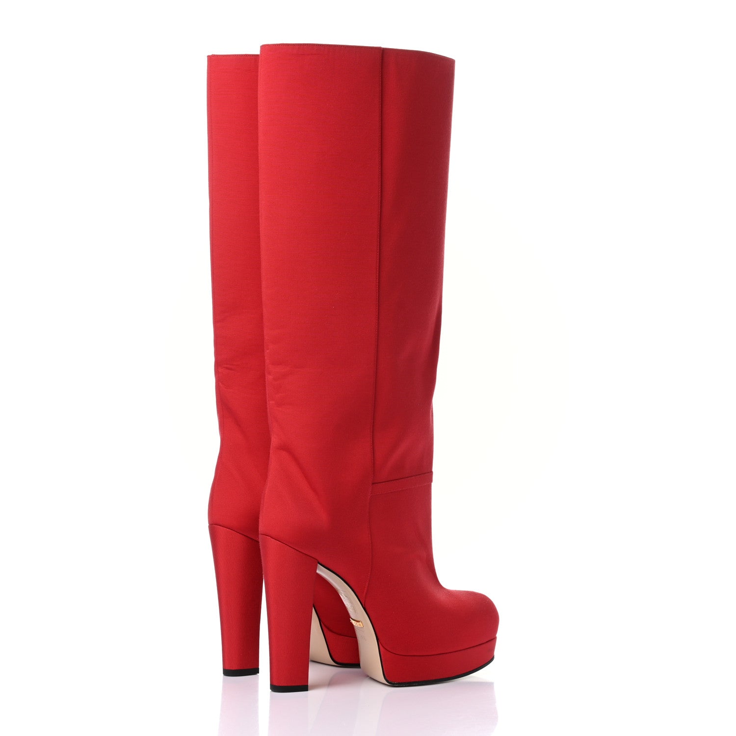 Gucci Twill Larius Knee High Boots 39.5 Heron Red 4 of 9