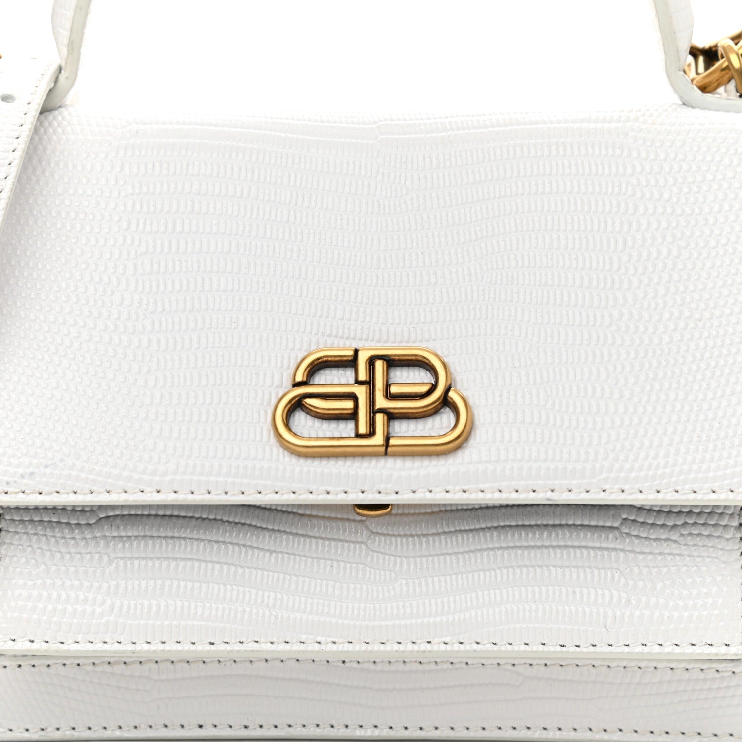Balenciaga Patent Calfskin Lizard Embossed XS Sharp Top Handle Bag White 8 of 10