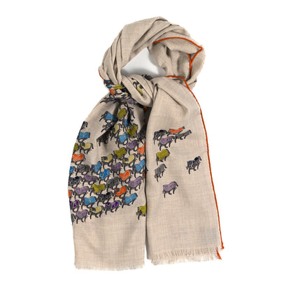 Hermes Cashmere Silk The Parage Rectangle Natural Yellow Violet 1 of 5