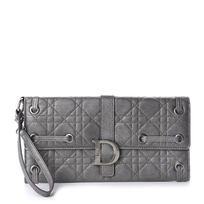Christian Dior Metallic Grained Calfskin Cannage Clutch Wallet 1 of 10