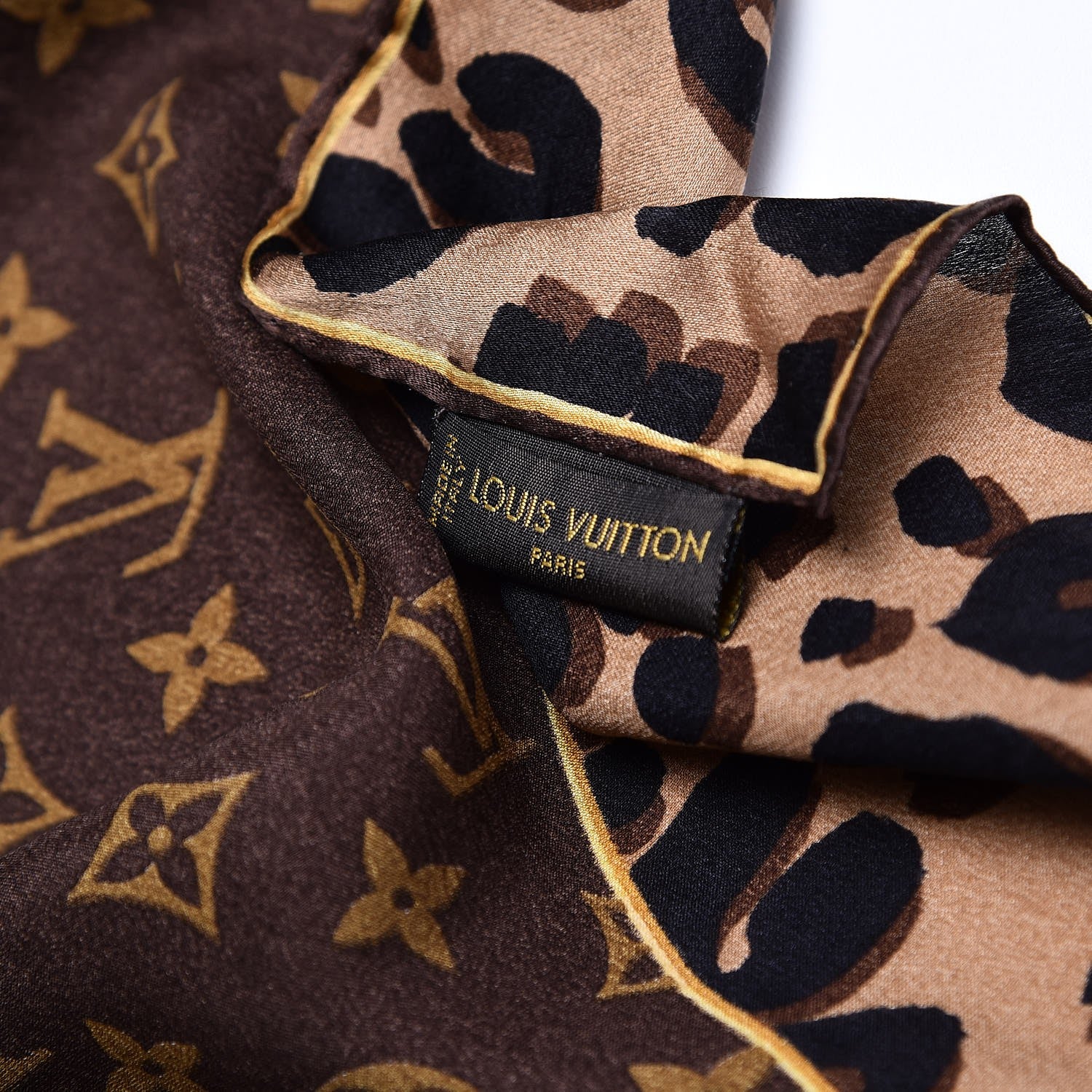 Louis Vuitton Silk Leopard Monogram Square Scarf 4 of 5