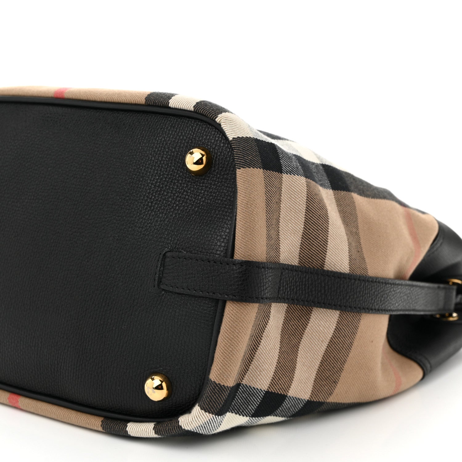 Burberry Grainy Calfskin House Check Medium Sycamore Hobo Black 9 of 9