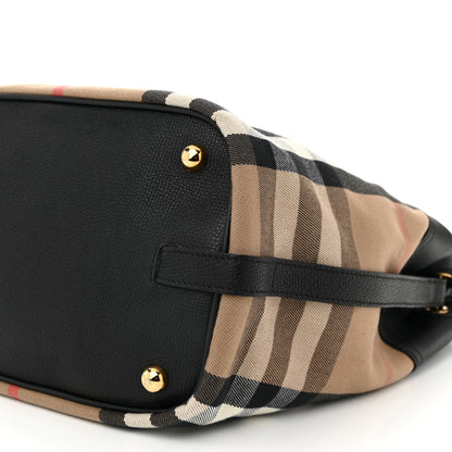 Burberry Grainy Calfskin House Check Medium Sycamore Hobo Black 9 of 9