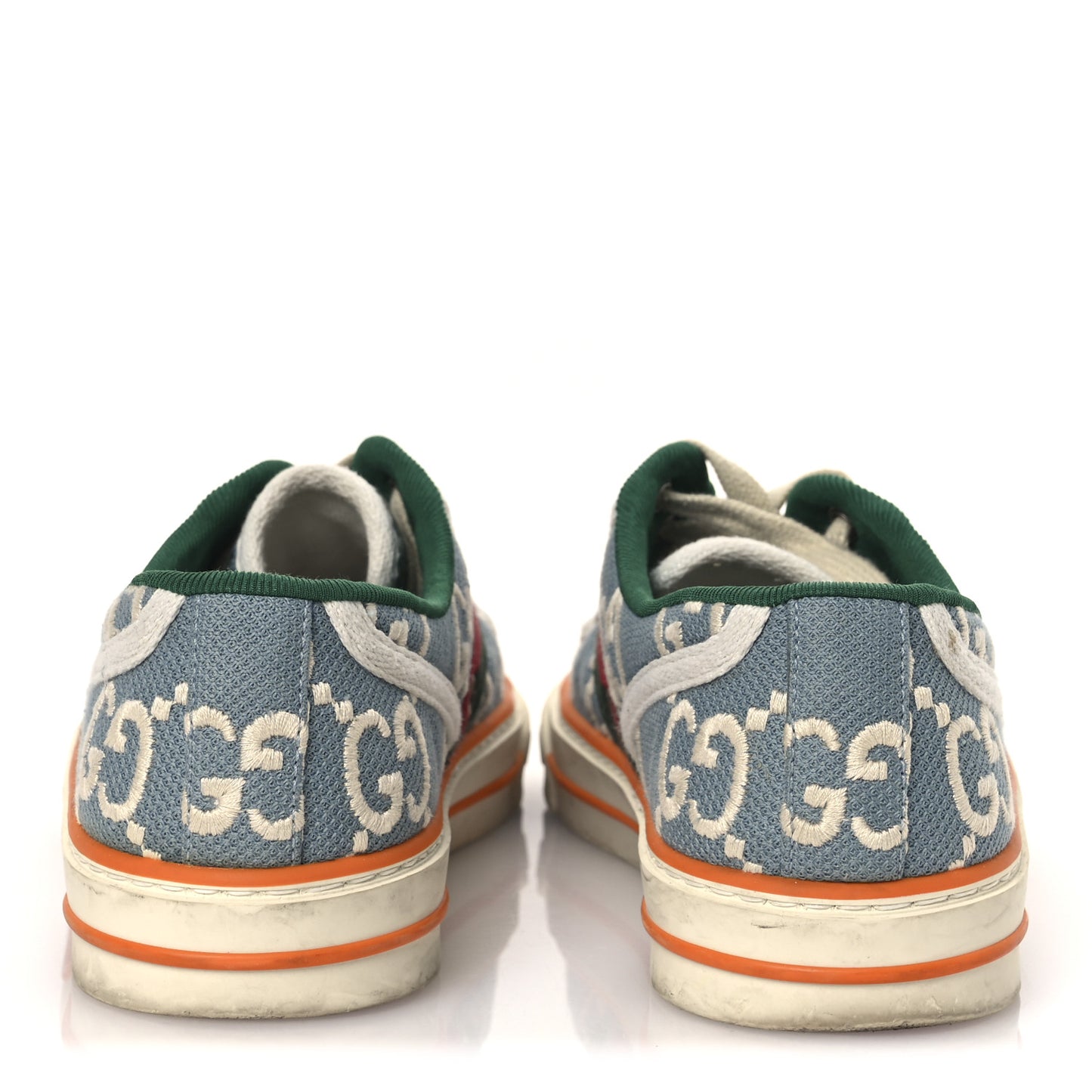Cotton GG Monogram Web Womens 1977 Tennis Sneakers 37.5 Philod Ivory Mystic White