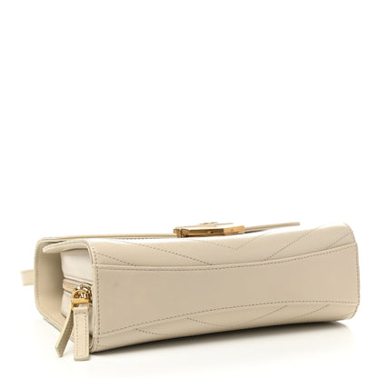 Chanel Calfskin Chevron Quilted Medal Flap Beige 3 of 10